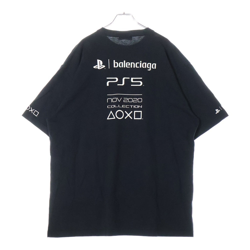 BALENCIAGA(バレンシアガ) 21AW ×SONY PlayStation5 651795 TKVF3 プレイステーション5 PS5ロゴプリント半袖Tシャツ カットソー ブラック