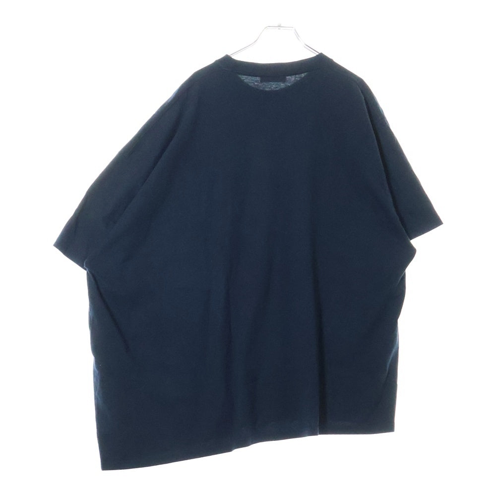 BALENCIAGA(バレンシアガ) 19AW 583917 TFV04 裾 ロゴタグ付 アシンメトリー 半袖 Tシャツ ダークネイビー
