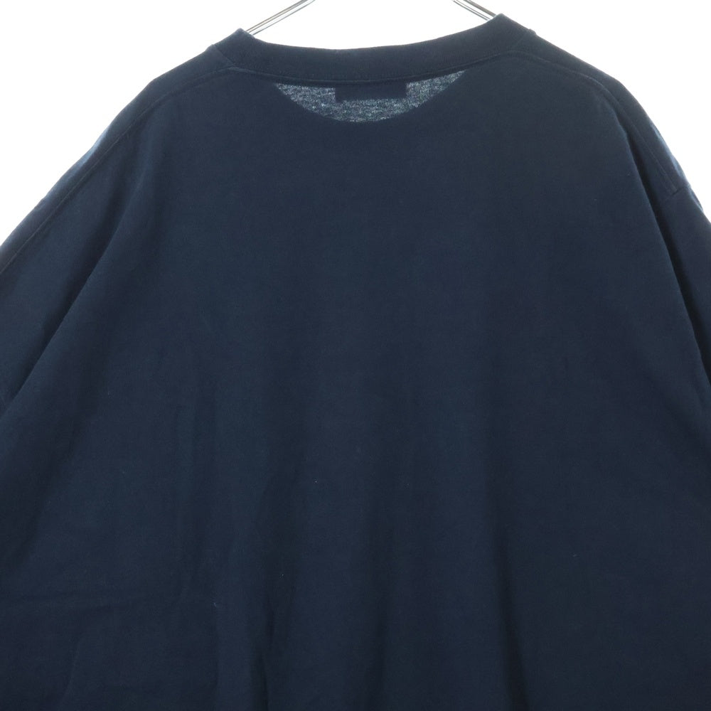 BALENCIAGA(バレンシアガ) 19AW 583917 TFV04 裾 ロゴタグ付 アシンメトリー 半袖 Tシャツ ダークネイビー