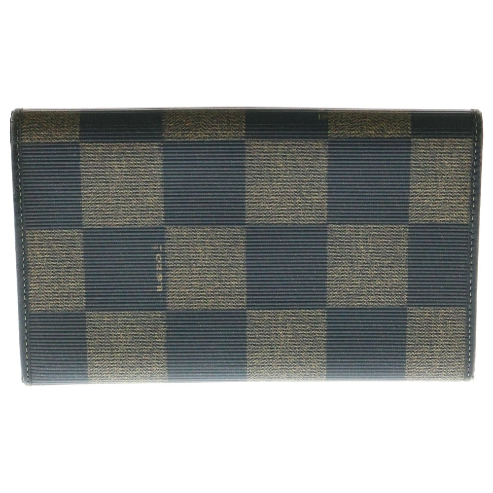 FENDI(フェンディ) ブロックチェック柄 レザー長財布