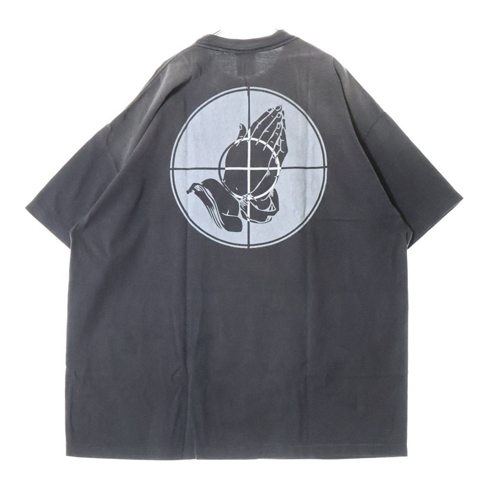 SAINT MICHAEL(セントマイケル) 25SS ×FEAR OF GOD SNT OF GOD FG_SS TEE VINTAGE加工 セントオブゴッド 両面プリント クルーネック 半袖Tシャツ カットソー ブラック SM-HR8-0000-C01