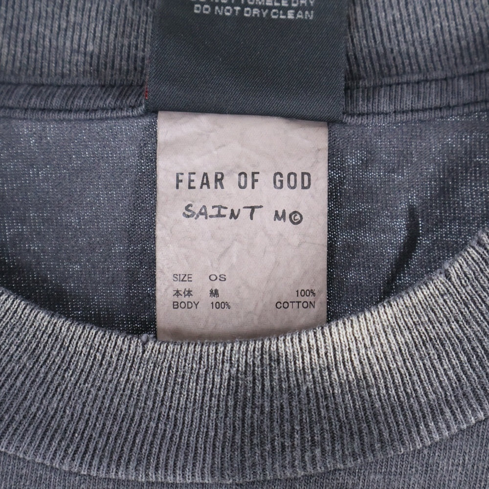 SAINT MICHAEL(セントマイケル) 25SS ×FEAR OF GOD SNT OF GOD FG_SS TEE VINTAGE加工 セントオブゴッド 両面プリント クルーネック 半袖Tシャツ カットソー ブラック SM-HR8-0000-C01