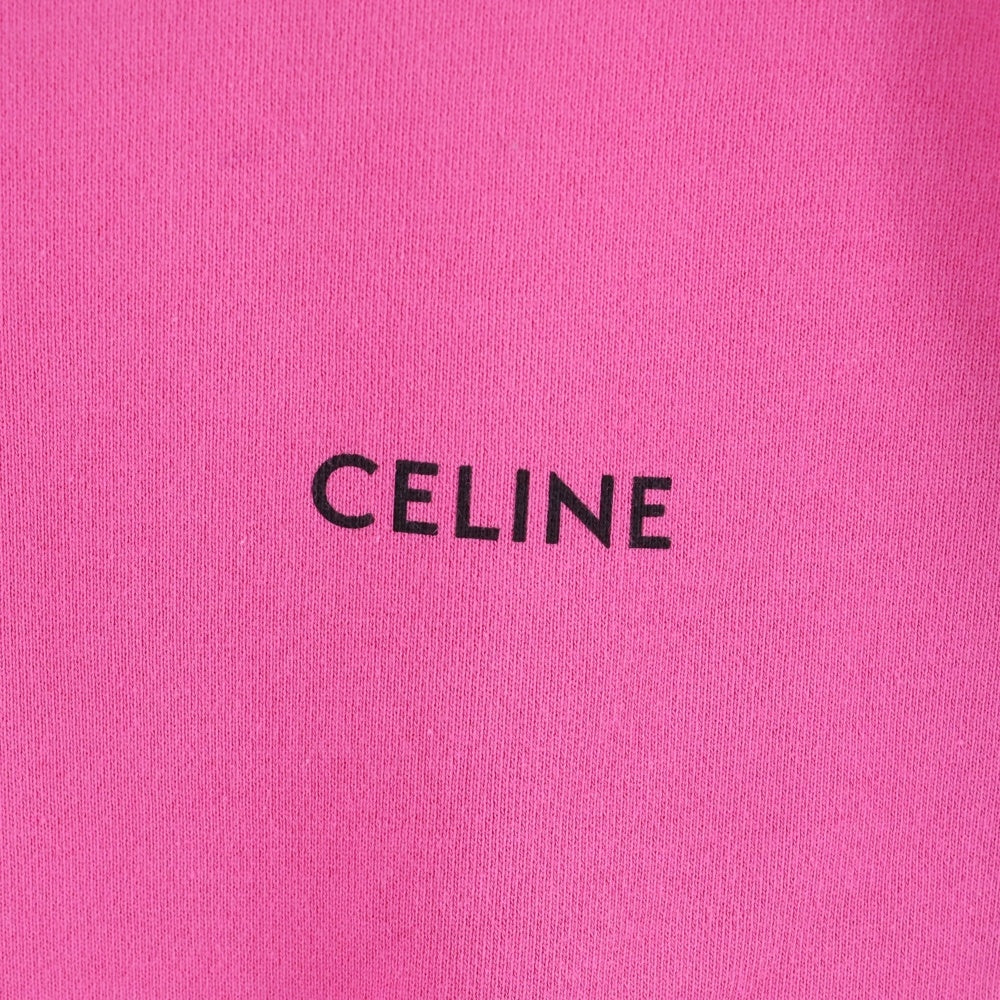 CELINE(セリーヌ) 23SS Cotton Freeze Loose Hoodie 2Y958670Q コットンフリース ルーズフーディー プルオーバー パーカー ピンク