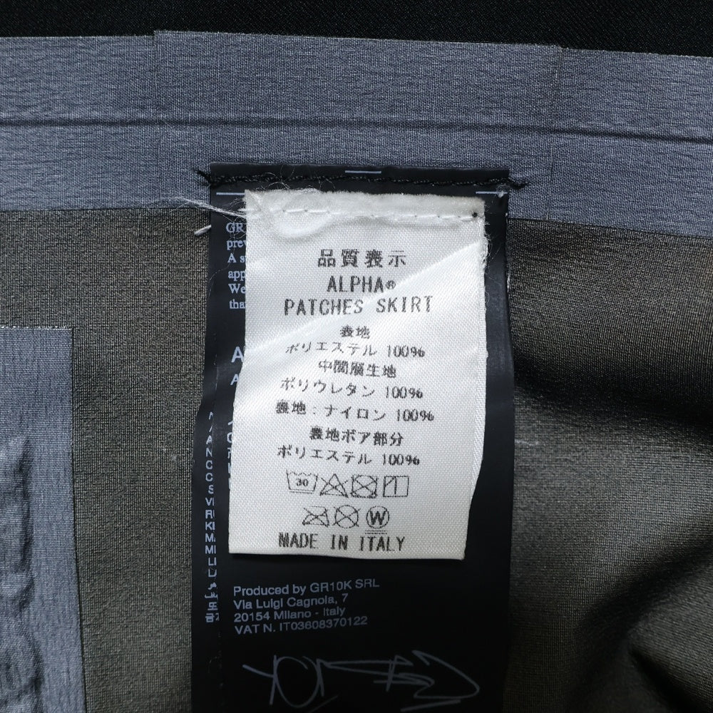 GR10K(ジーアールテンケー) ALPHA PATCHES SKIRT ラップスカート AG313058AA ブラック レディース