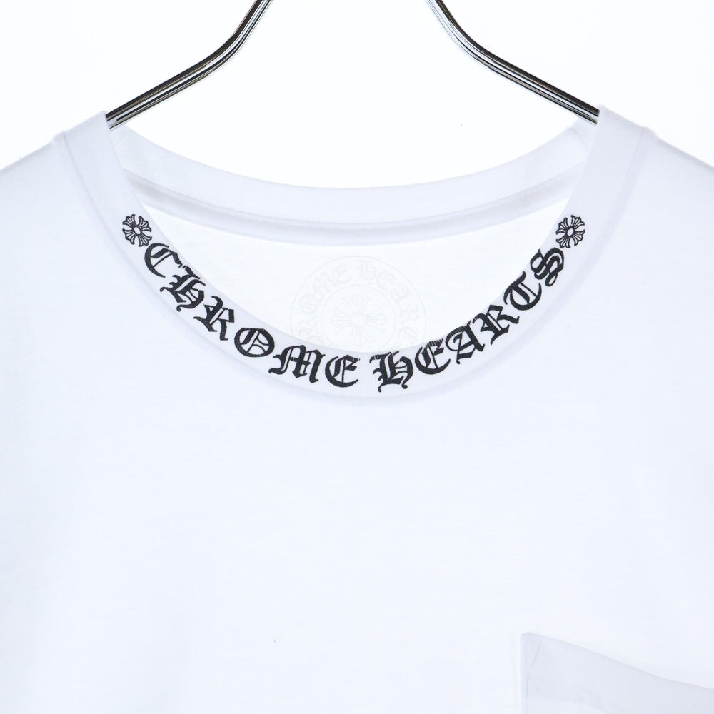CHROME HEARTS(クロムハーツ) Neck Logo L/S Tee ネックロゴ プリント長袖Tシャツ カットソー ホワイト