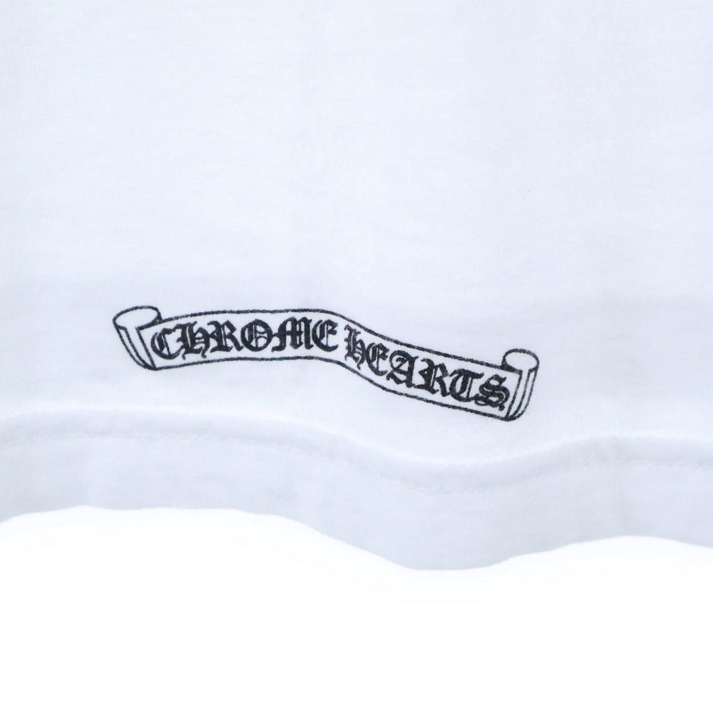 CHROME HEARTS(クロムハーツ) Neck Logo L/S Tee ネックロゴ プリント長袖Tシャツ カットソー ホワイト