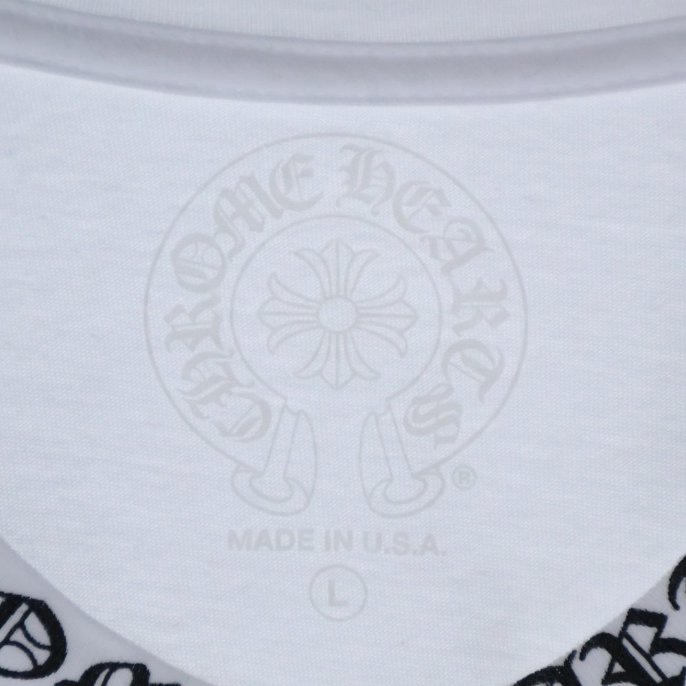 CHROME HEARTS(クロムハーツ) Neck Logo L/S Tee ネックロゴ プリント長袖Tシャツ カットソー ホワイト