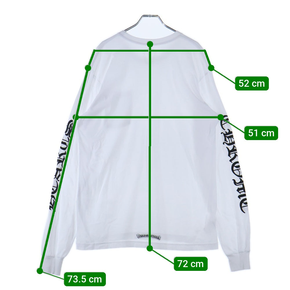 CHROME HEARTS(クロムハーツ) Neck Logo L/S Tee ネックロゴ プリント長袖Tシャツ カットソー ホワイト