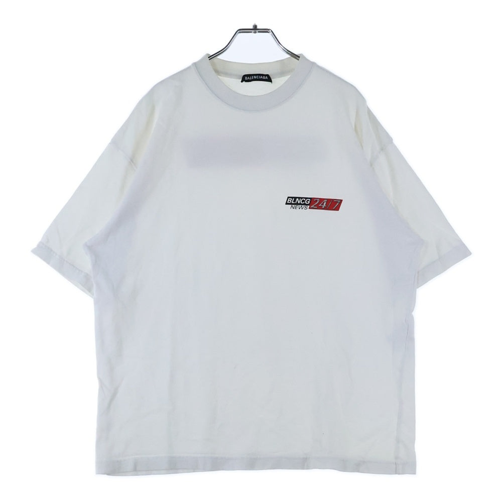 BALENCIAGA(バレンシアガ) 20AW News Logo Short Sleeve T-Shirt ニュース ロゴプリント半袖Tシャツ ホワイト 612966 TIVD1