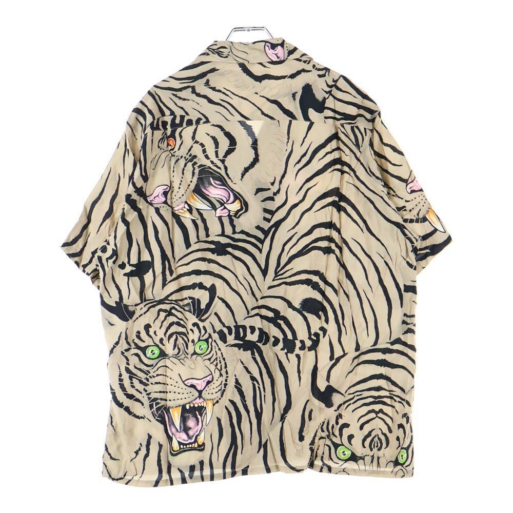 WACKO MARIA(ワコマリア) 22SS × TIM LEHI HAWAIIAN SHIRT S/S ティムリーハイ タイガープリント 開襟シャツ 半袖シャツ ブラウン