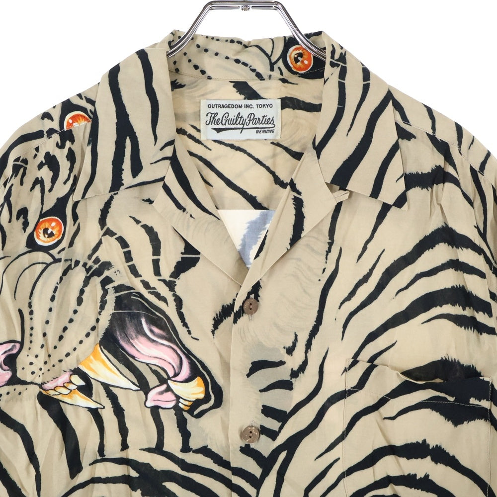 WACKO MARIA(ワコマリア) 22SS × TIM LEHI HAWAIIAN SHIRT S/S ティムリーハイ タイガープリント 開襟シャツ 半袖シャツ ブラウン