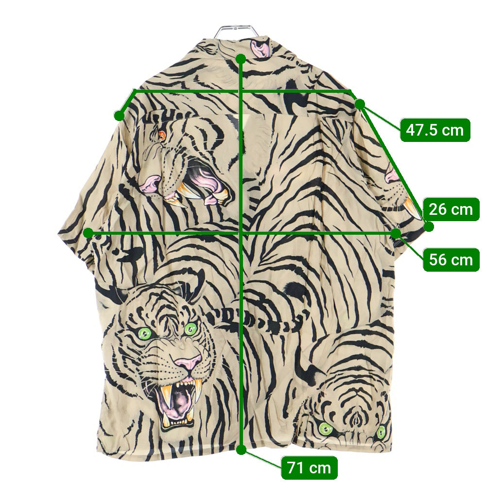 WACKO MARIA(ワコマリア) 22SS × TIM LEHI HAWAIIAN SHIRT S/S ティムリーハイ タイガープリント 開襟シャツ 半袖シャツ ブラウン