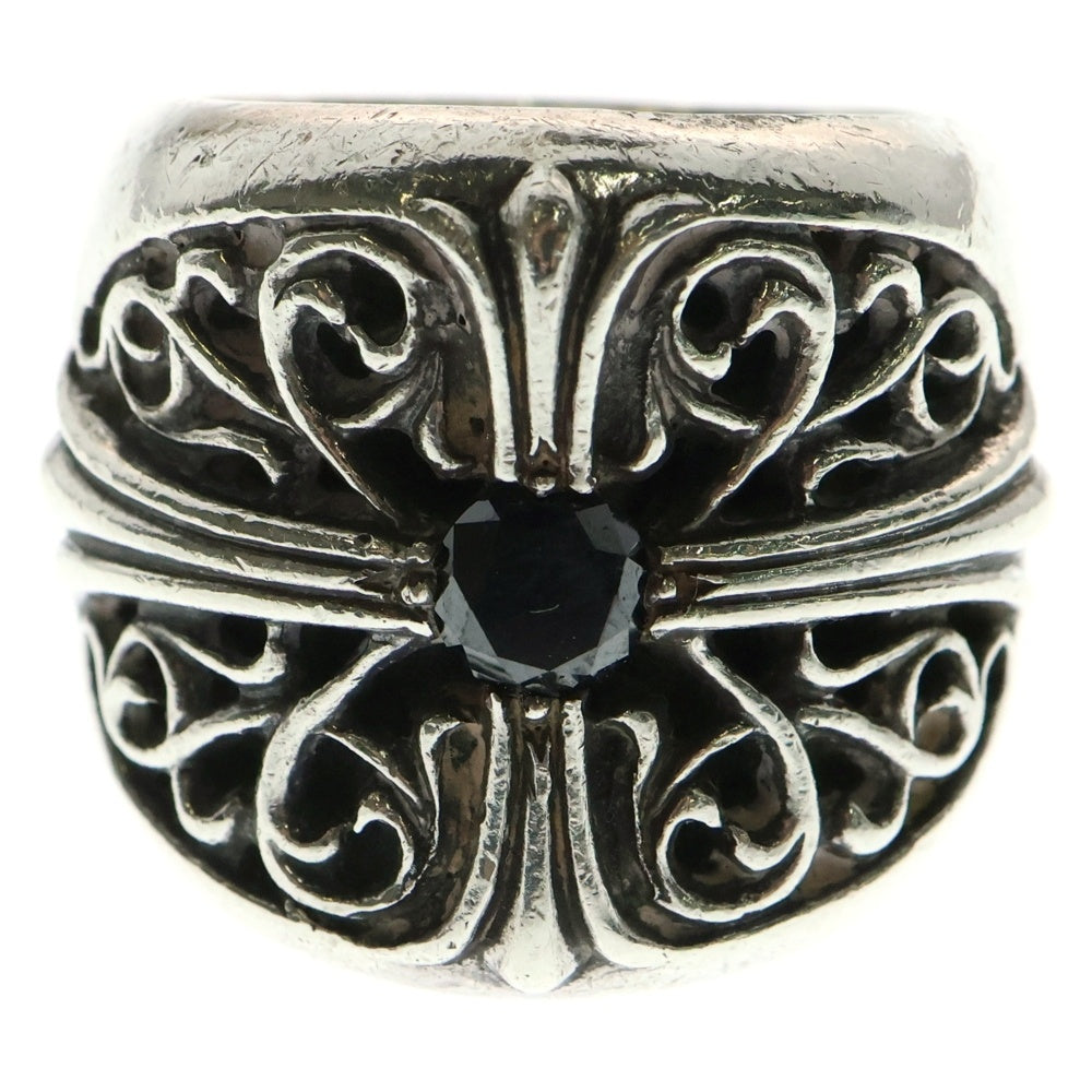 CHROME HEARTS(クロムハーツ) CLASSIC OVAL クラシックオーバルクロス 1PT B/DIA 1ポイント アフターブラックダイヤリング シルバー