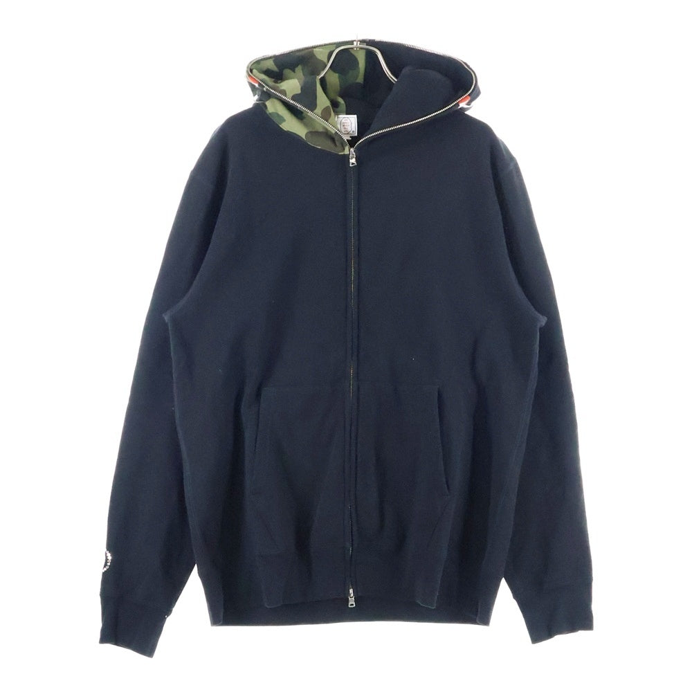 A BATHING APE(アベイシングエイプ) 1st Camo Shark Full Zip Hoodie 001ZPK701009M 1st カモ シャークフーディー ジップアップパーカー クリスタル ブラック