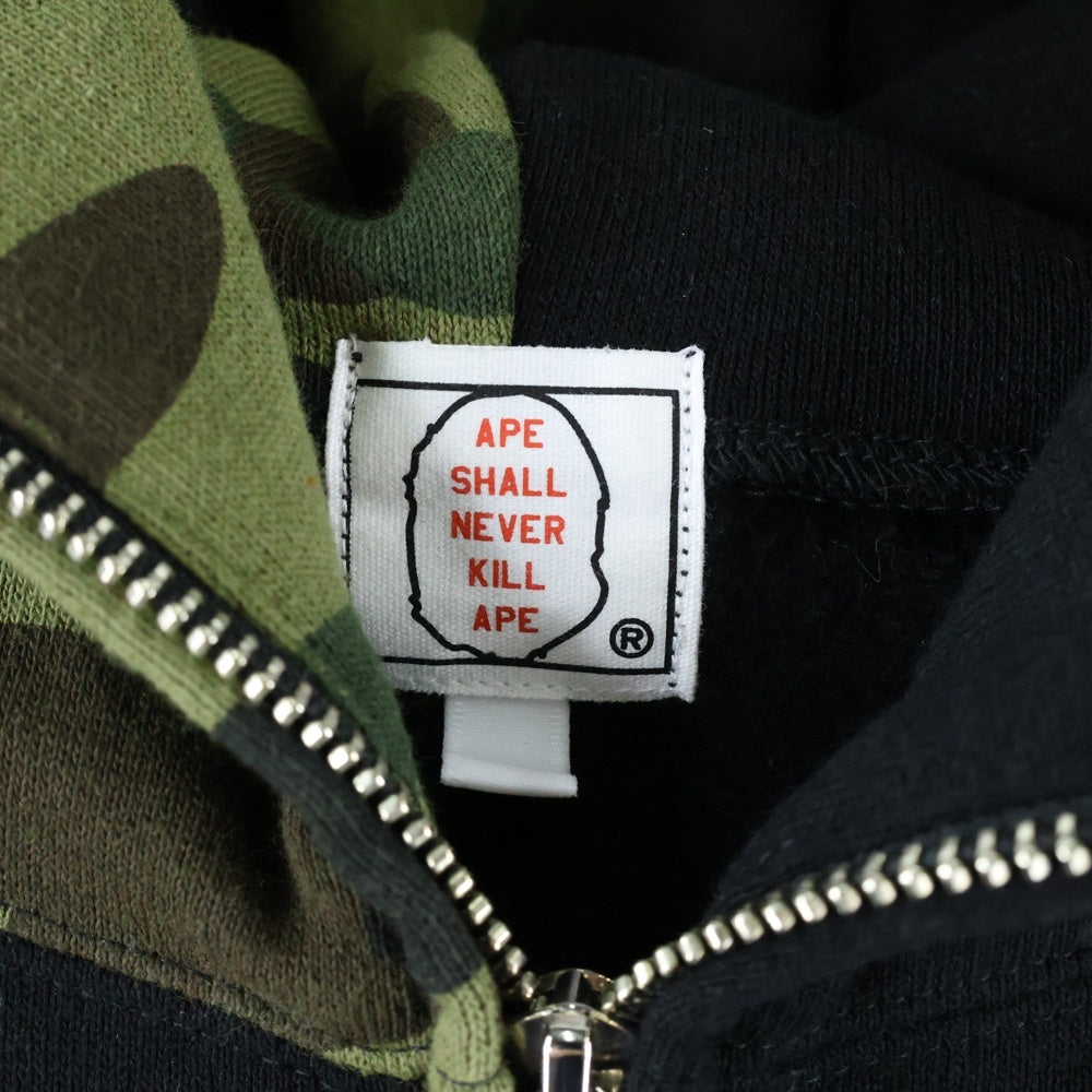 A BATHING APE(アベイシングエイプ) 1st Camo Shark Full Zip Hoodie 001ZPK701009M 1st カモ シャークフーディー ジップアップパーカー クリスタル ブラック