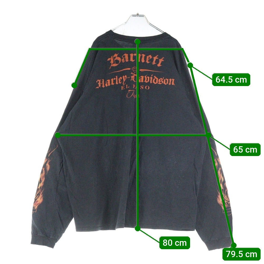 HARLEY DAVIDSON(ハーレーダビッドソン) 11s FLAMES L/S TEE ハーレーダビッドソン フレイムス 長袖ファイヤー クルーネックTシャツ ブラック