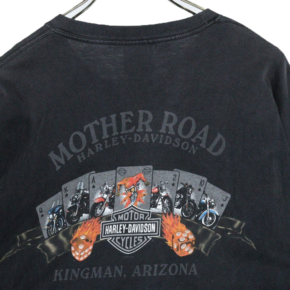 HARLEY DAVIDSON(ハーレーダビッドソン) 06s BLUE DICE FLAMES L/S TEE ブルーフレイムス ダイス ファイヤー 長袖クルーネックTシャツ ブラック
