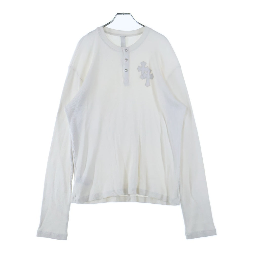 CHROME HEARTS(クロムハーツ) GRP Y NOT U OVRSZD PLV THRML ヘンリーネッククロスパッチサーマル長袖カットソー ホワイト
