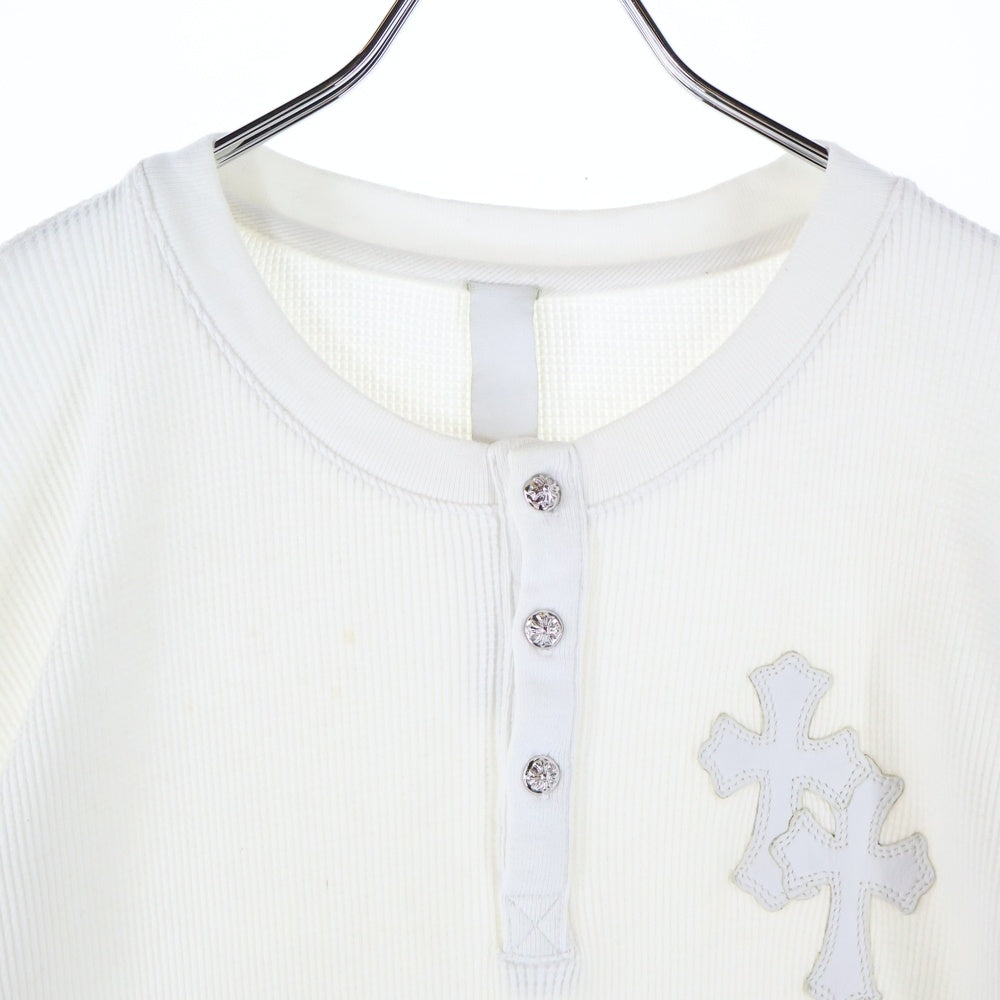 CHROME HEARTS(クロムハーツ) GRP Y NOT U OVRSZD PLV THRML ヘンリーネッククロスパッチサーマル長袖カットソー ホワイト