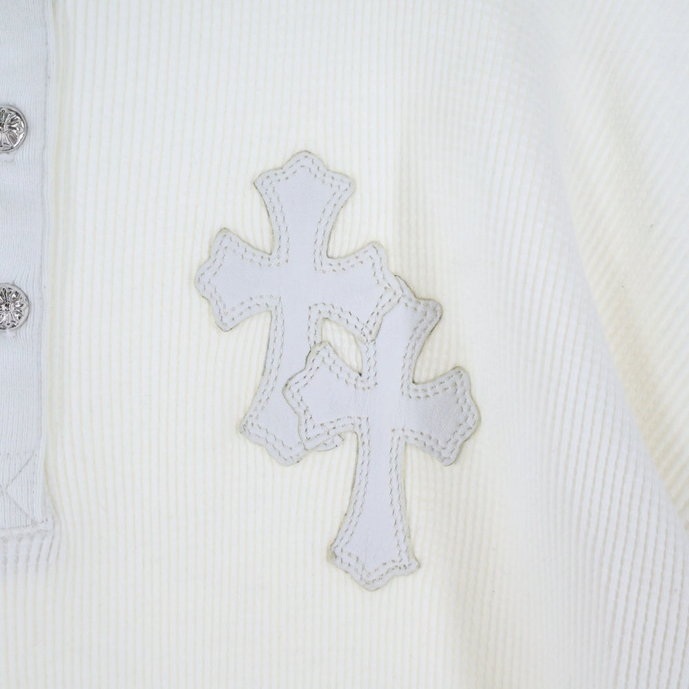 CHROME HEARTS(クロムハーツ) GRP Y NOT U OVRSZD PLV THRML ヘンリーネッククロスパッチサーマル長袖カットソー ホワイト