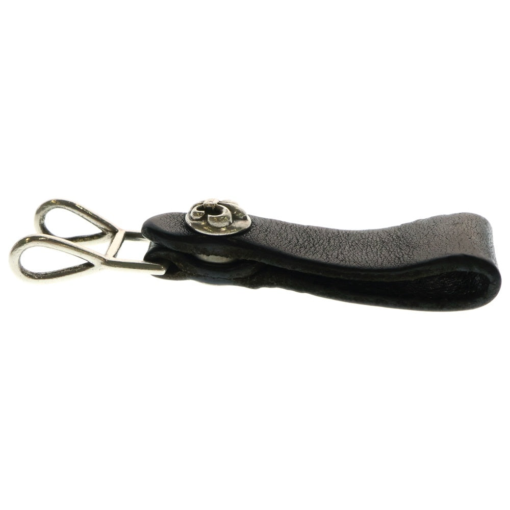 CHROME HEARTS(クロムハーツ) BELT LOOP BSフレアボタンレザーベルトループ シルバー/ブラック BCA401