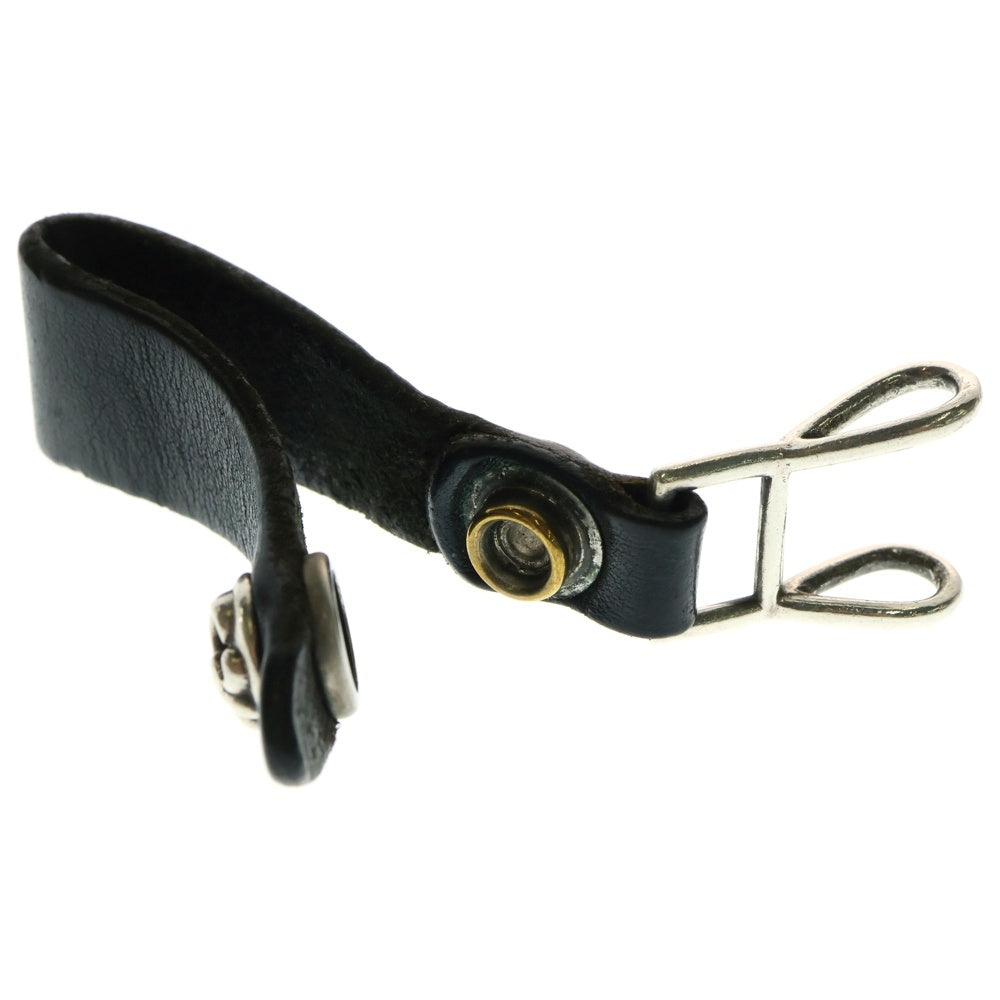 CHROME HEARTS(クロムハーツ) BELT LOOP BSフレアボタンレザーベルトループ シルバー/ブラック BCA401