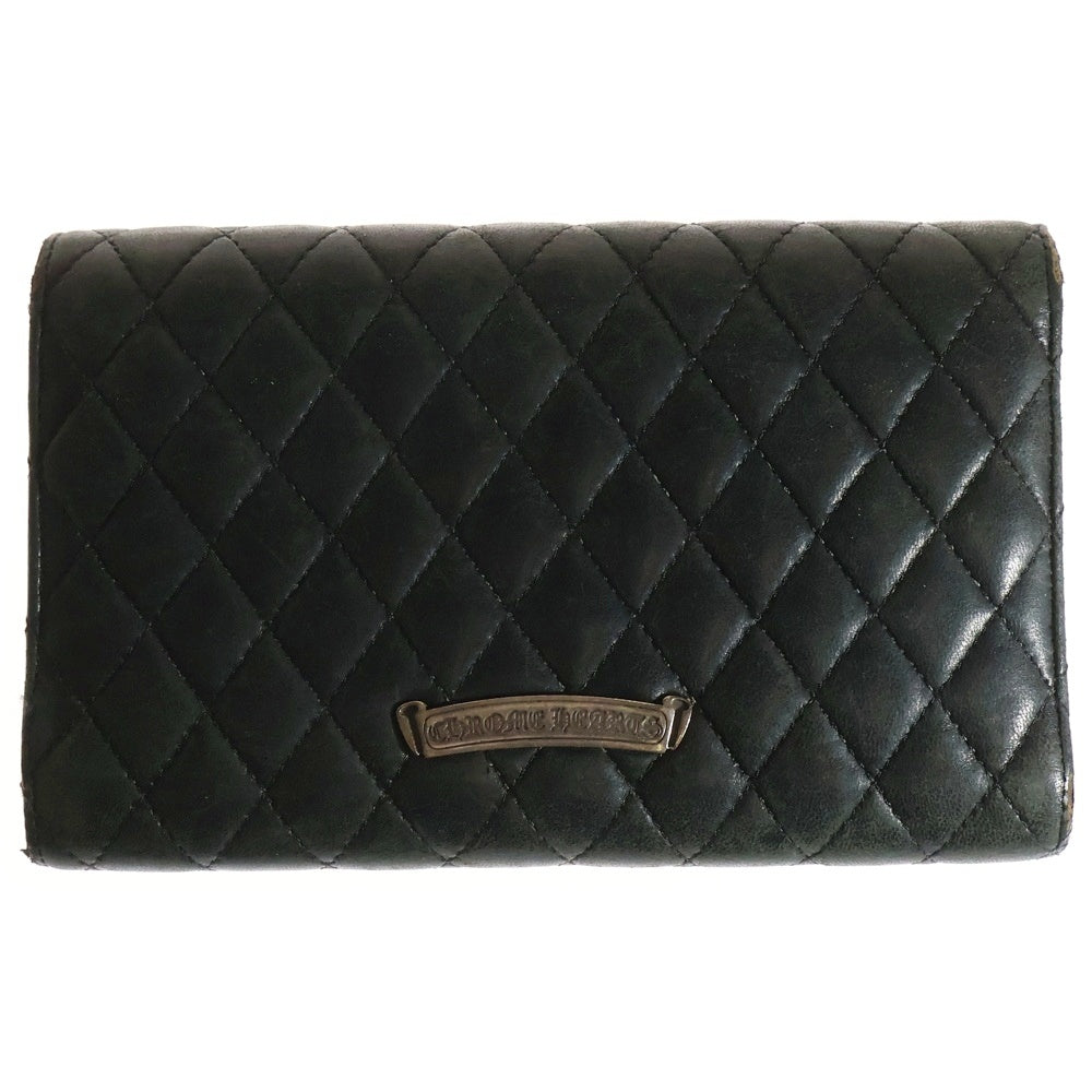 CHROME HEARTS(クロムハーツ) WAVE4 QLT 3SNP #4ウェーブキルティングレザーウォレット財布 ブラック