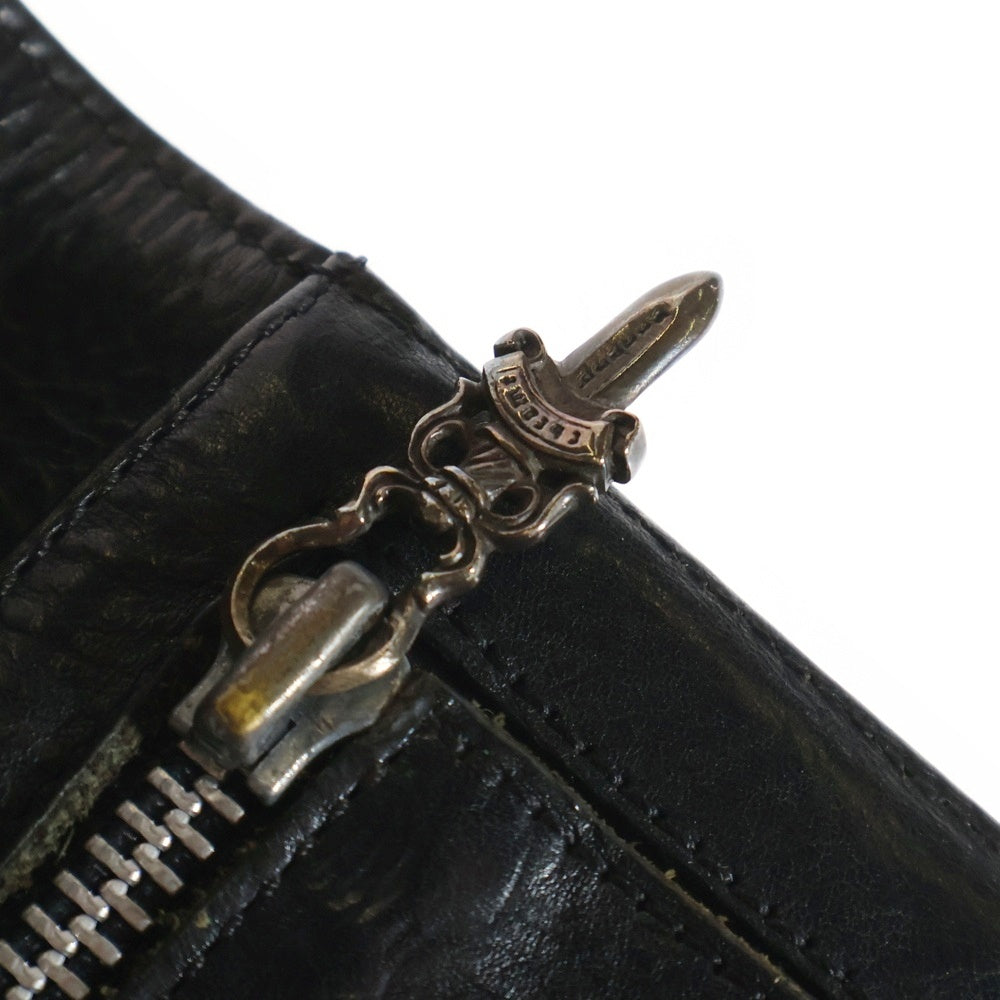 CHROME HEARTS(クロムハーツ) WAVE4 QLT 3SNP #4ウェーブキルティングレザーウォレット財布 ブラック