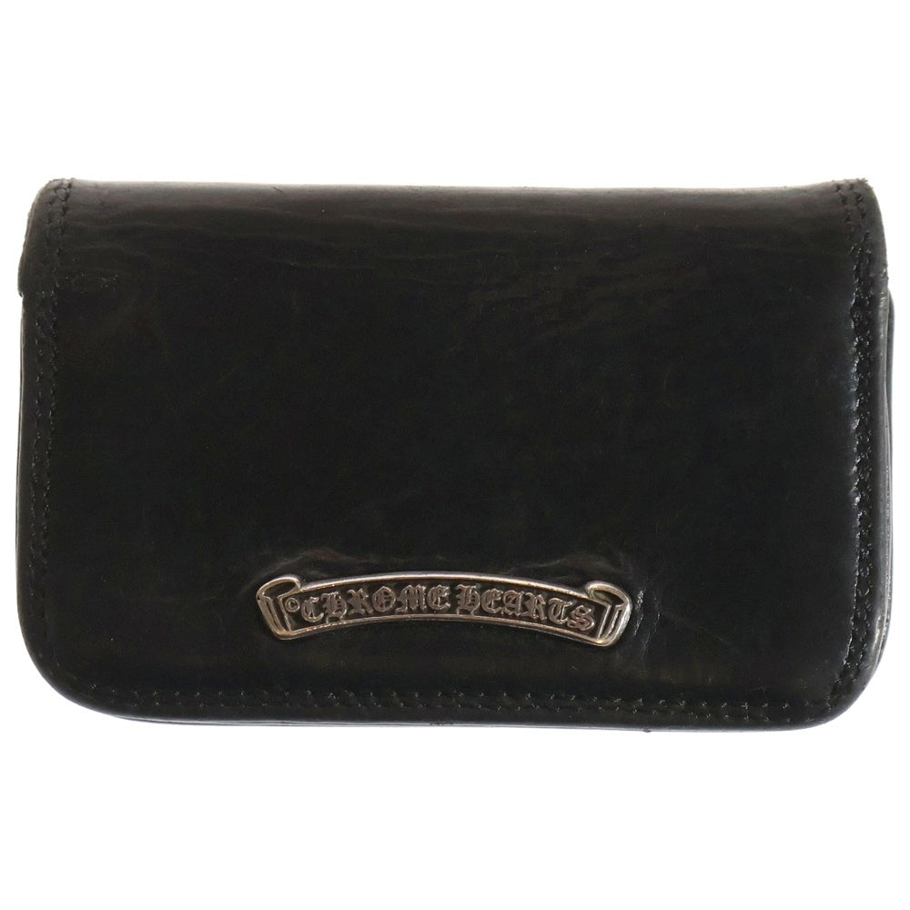 CHROME HEARTS(クロムハーツ) CARD CASE スクロールラベル レザーカードケース ブラック