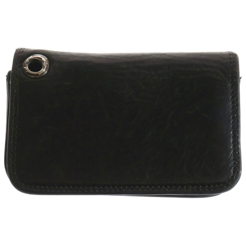 CHROME HEARTS(クロムハーツ) CARD CASE スクロールラベル レザーカードケース ブラック