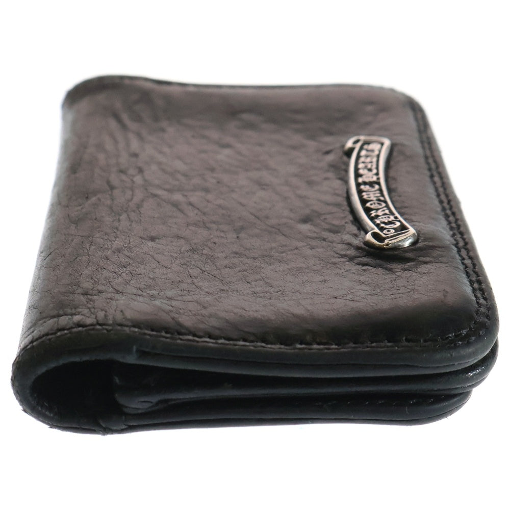 CHROME HEARTS(クロムハーツ) CARD CASE スクロールラベル レザーカードケース ブラック