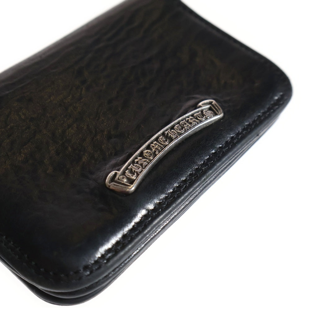 CHROME HEARTS(クロムハーツ) CARD CASE スクロールラベル レザーカードケース ブラック