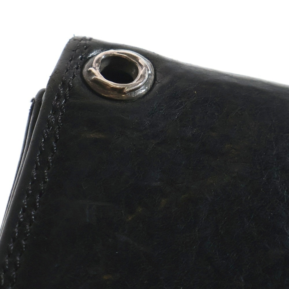 CHROME HEARTS(クロムハーツ) CARD CASE スクロールラベル レザーカードケース ブラック