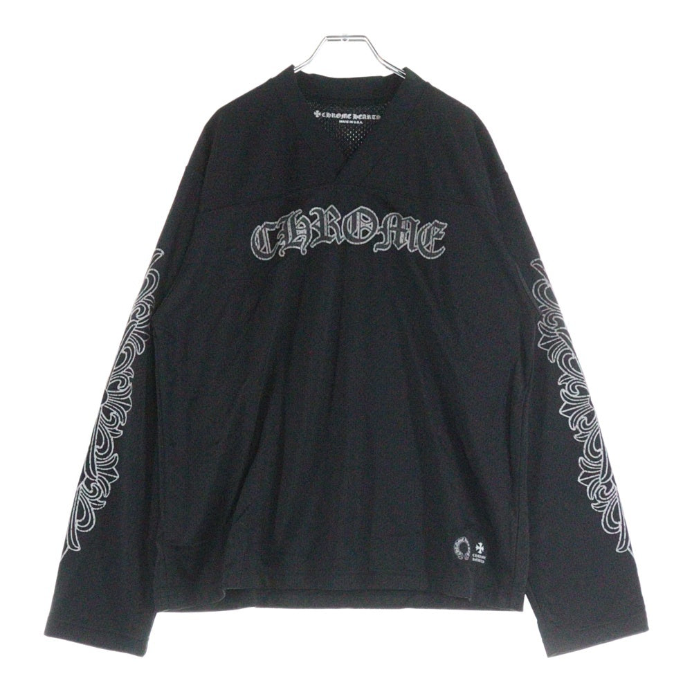 CHROME HEARTS(クロムハーツ) MESH WARM UP JERSEY メッシュ バーシティー ジャージー CHプリントメッシュ 長袖Tシャツカットソー ブラック