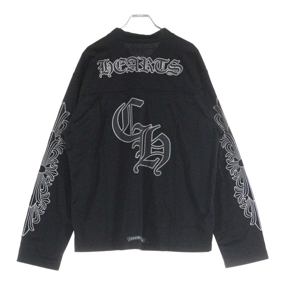 CHROME HEARTS(クロムハーツ) MESH WARM UP JERSEY メッシュ バーシティー ジャージー CHプリントメッシュ 長袖Tシャツカットソー ブラック