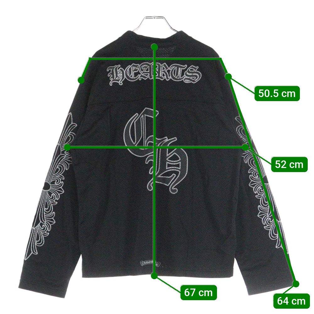 CHROME HEARTS(クロムハーツ) MESH WARM UP JERSEY メッシュ バーシティー ジャージー CHプリントメッシュ 長袖Tシャツカットソー ブラック
