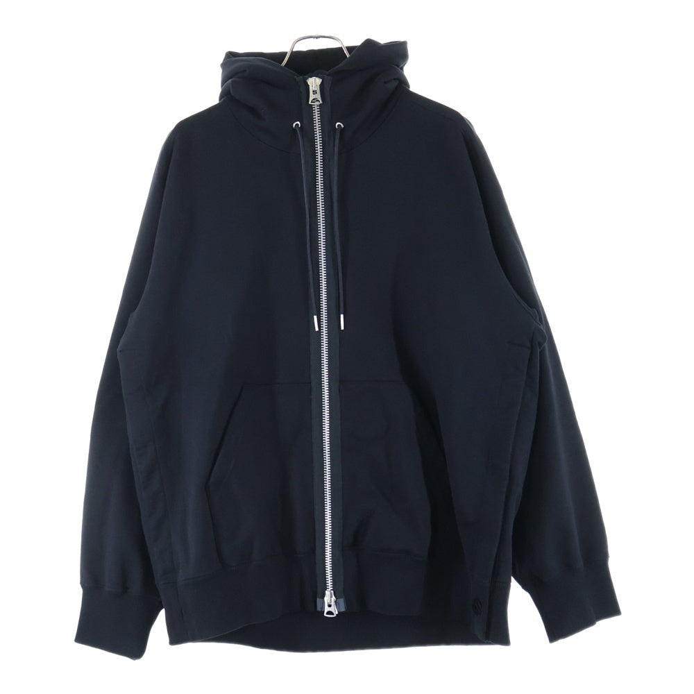 Sacai(サカイ) 24SS SWEAT JERSEY HOODIE SCM-069 ダブルジッパー スウェットジップアップパーカー フーディー ブラック