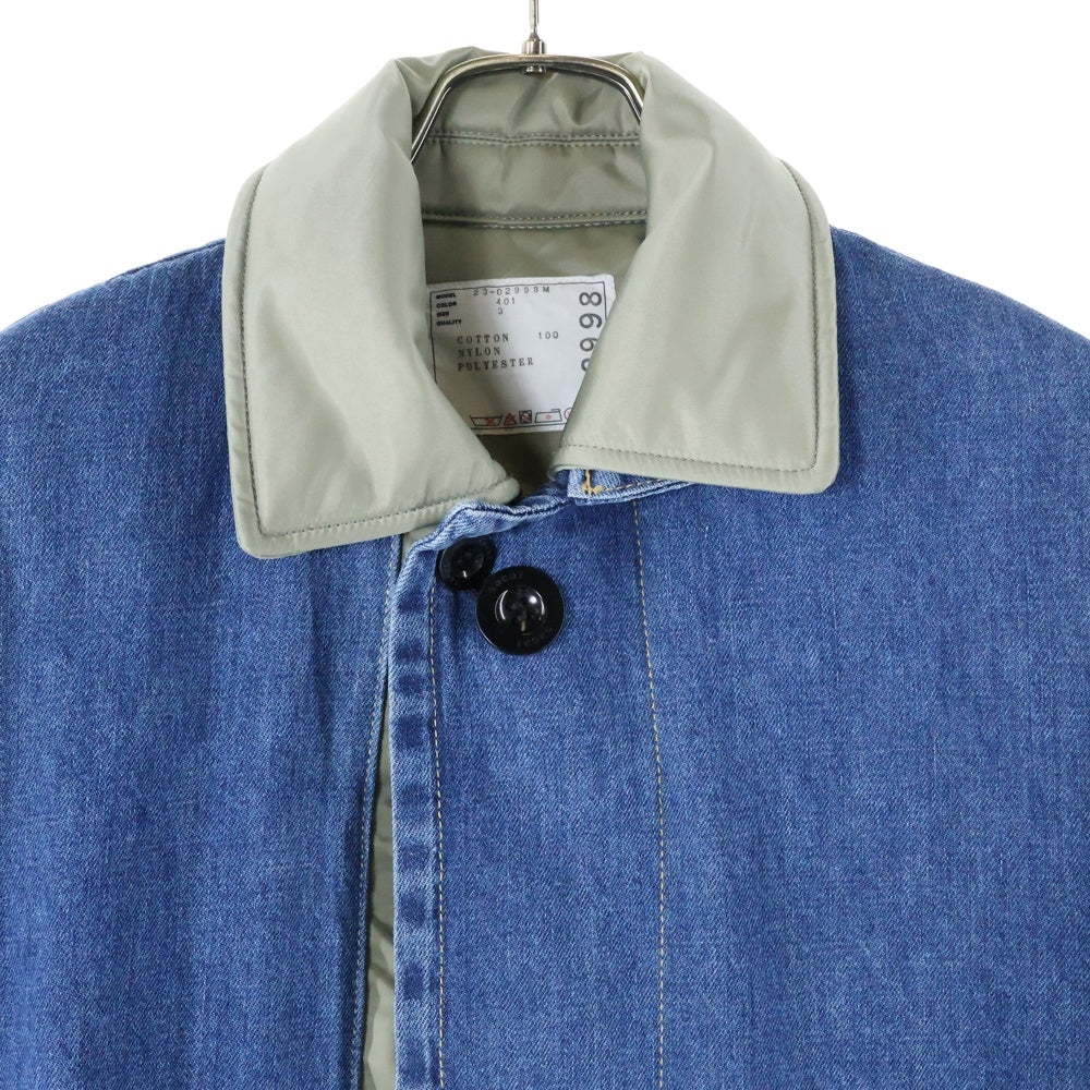 Sacai(サカイ) 23SS Denim Nylon Coat 23-02998M デニム ナイロン切替ロングコート ブルー