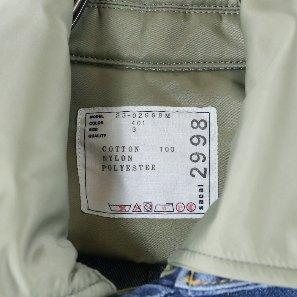 Sacai(サカイ) 23SS Denim Nylon Coat 23-02998M デニム ナイロン切替ロングコート ブルー