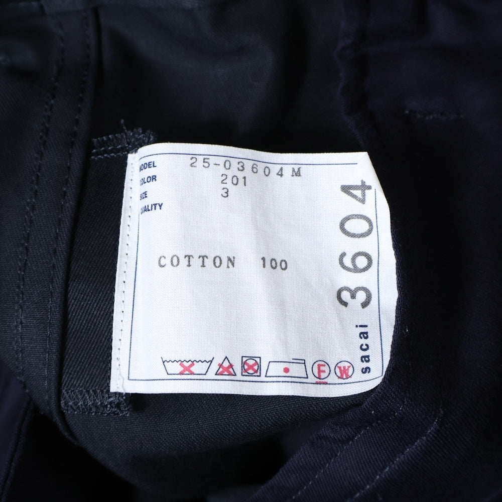 Sacai(サカイ) 25SS Cotton Chino Pants 25-03604M ベルテッド コットンチノパンツ ダークネイビー