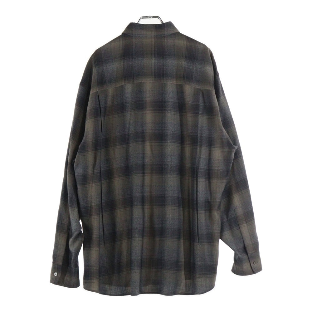 AURALEE(オーラリー) SUPER LIGHT WOOL CHECK SHIRT BEIGE BLUE CHECK スーパーライトウール チェック長袖シャツ A24AS01LC ブルーグレー