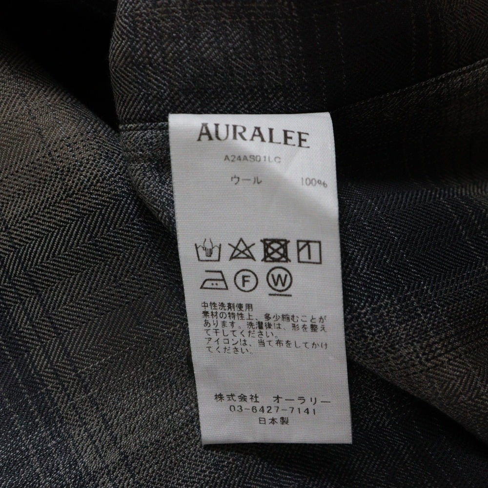 AURALEE(オーラリー) SUPER LIGHT WOOL CHECK SHIRT BEIGE BLUE CHECK スーパーライトウール チェック長袖シャツ A24AS01LC ブルーグレー