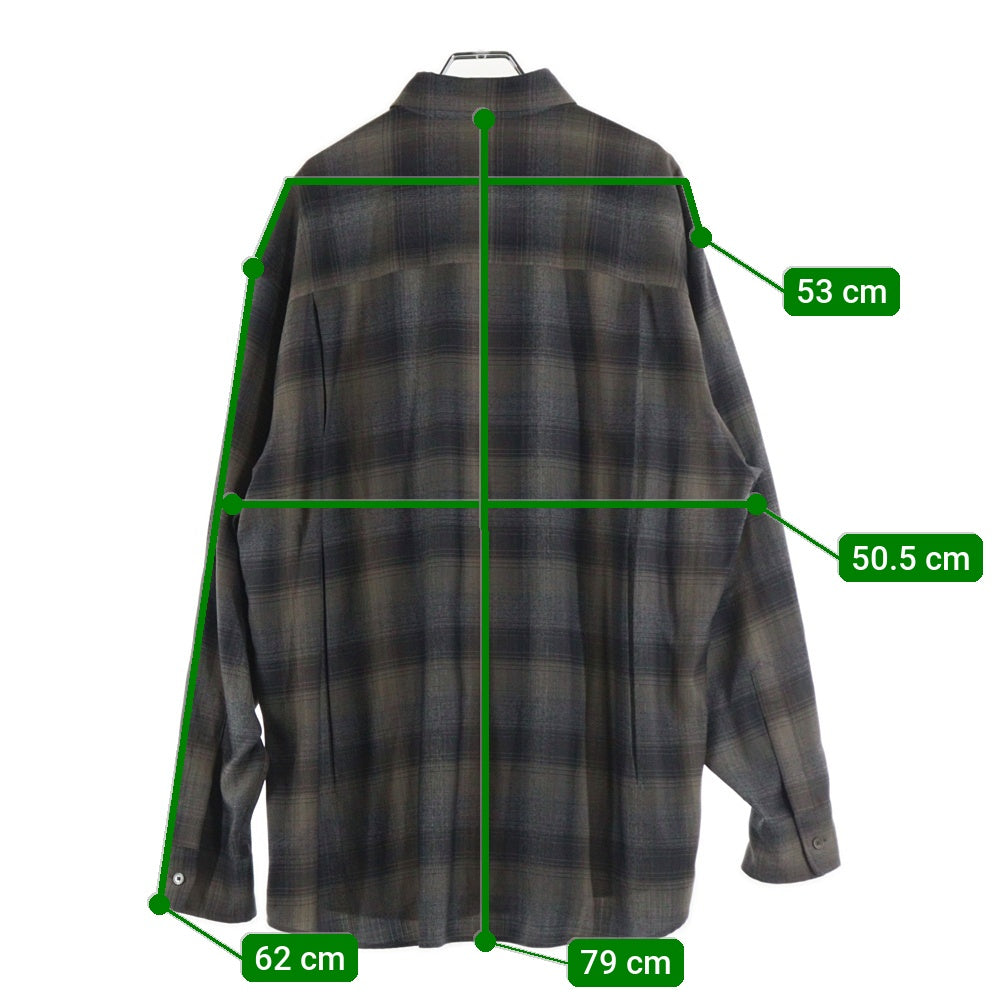AURALEE(オーラリー) SUPER LIGHT WOOL CHECK SHIRT BEIGE BLUE CHECK スーパーライトウール チェック長袖シャツ A24AS01LC ブルーグレー