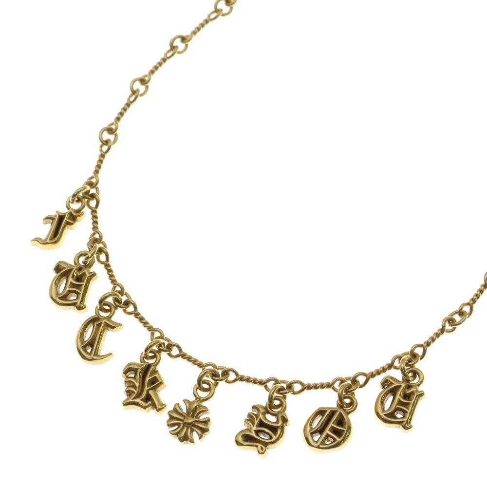 CHROME HEARTS(クロムハーツ) 22K NECKCHAIN T18 ツイストチェーン18inch アルファベットチャームゴールドネックレス