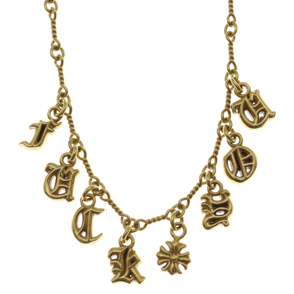 CHROME HEARTS(クロムハーツ) 22K NECKCHAIN T18 ツイストチェーン18inch アルファベットチャームゴールドネックレス