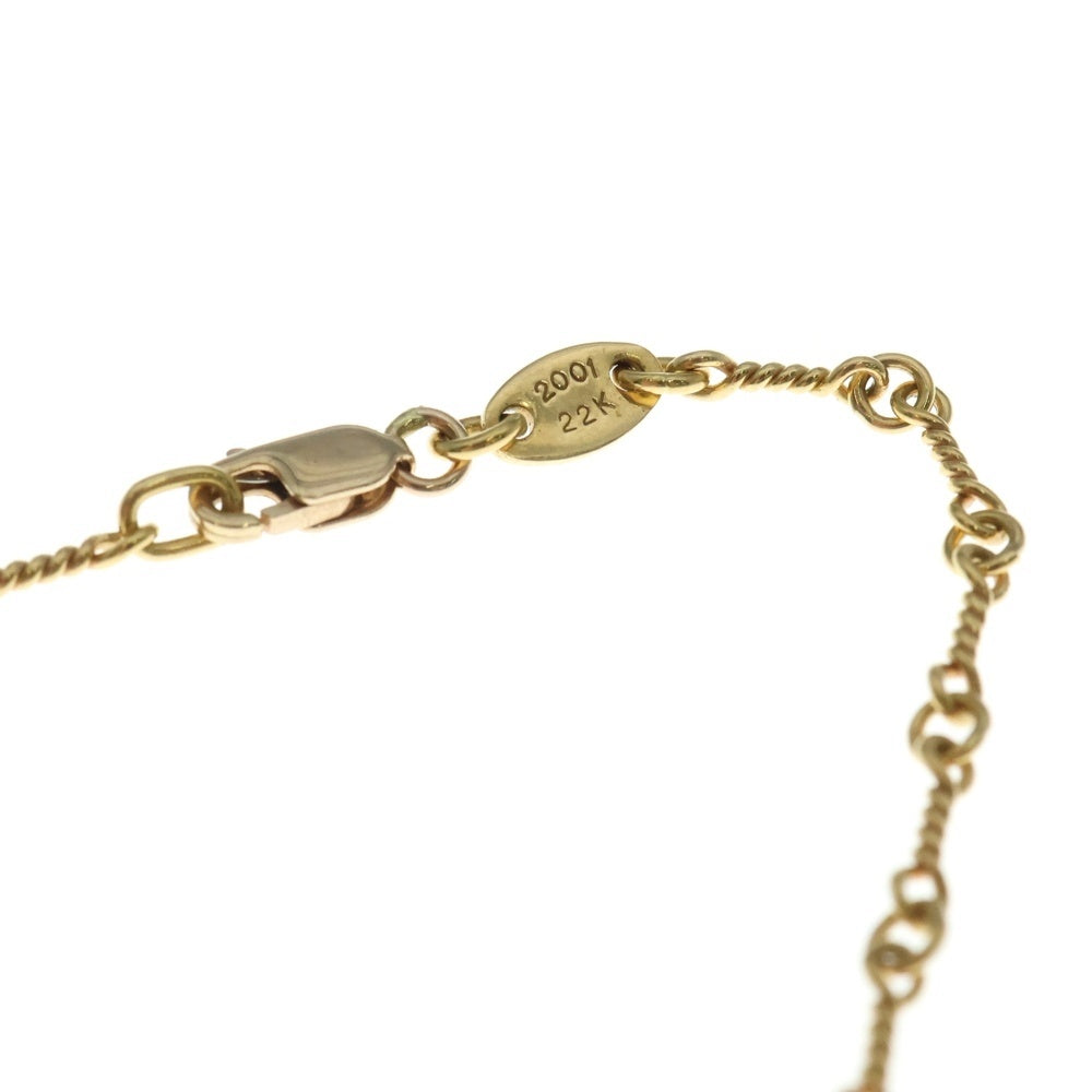 CHROME HEARTS(クロムハーツ) 22K NECKCHAIN T18 ツイストチェーン18inch アルファベットチャームゴールドネックレス