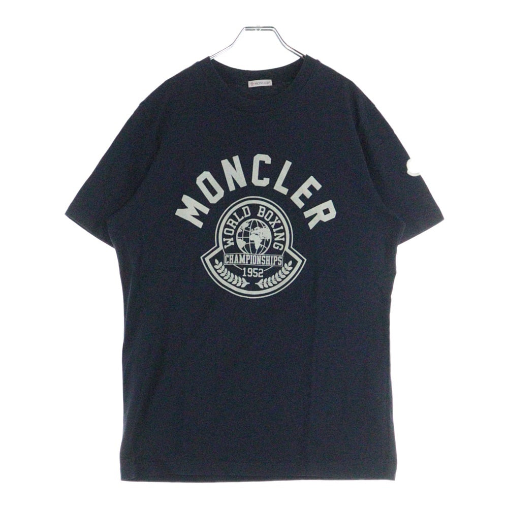 MONCLER(モンクレール) 23SS フロッキーカレッジロゴ 半袖クルーネックTシャツ ネイビー I20918C00022