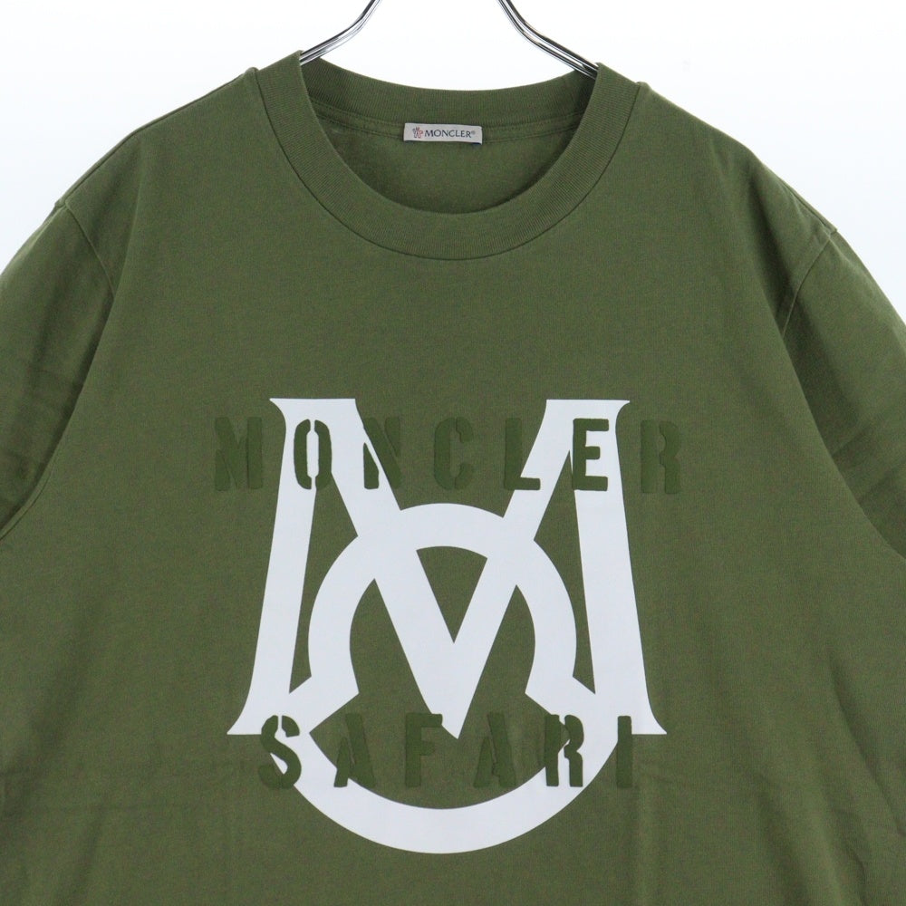 MONCLER(モンクレール) 22AW SAFARI TEE サファリ フロントロゴプリントTシャツ 半袖クルーネックカットソー カーキ I10918C00051
