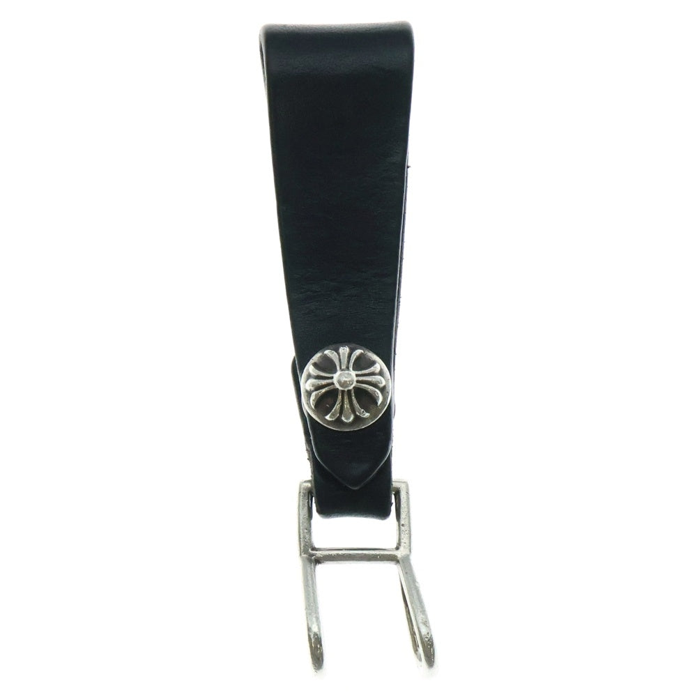 CHROME HEARTS(クロムハーツ) BELT LOOP クロスボールボタンレザーベルトループ シルバー/ブラック BCA397
