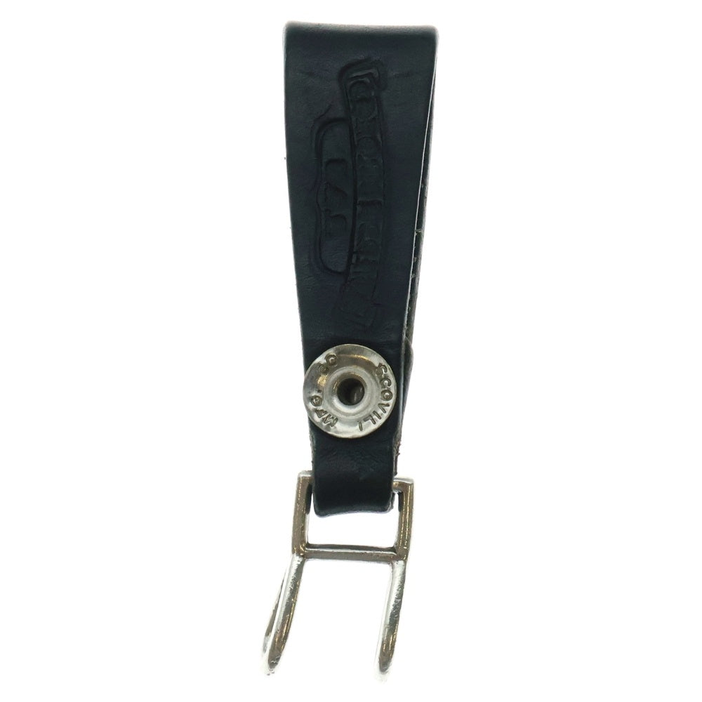 CHROME HEARTS(クロムハーツ) BELT LOOP クロスボールボタンレザーベルトループ シルバー/ブラック BCA397